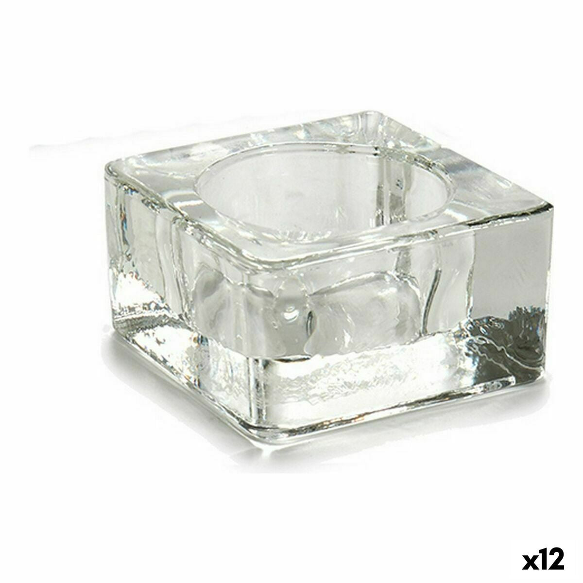 Lasinen kynttilänjalka läpinäkyvä 6 x 3 x 6 cm, 12 kpl, tuikkukynttilöille