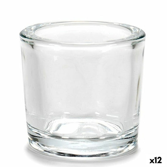 Lasinen kynttilänjalka tuikkukynttilöille, läpinäkyvä 6,5×6×6,5 cm, 12 kpl