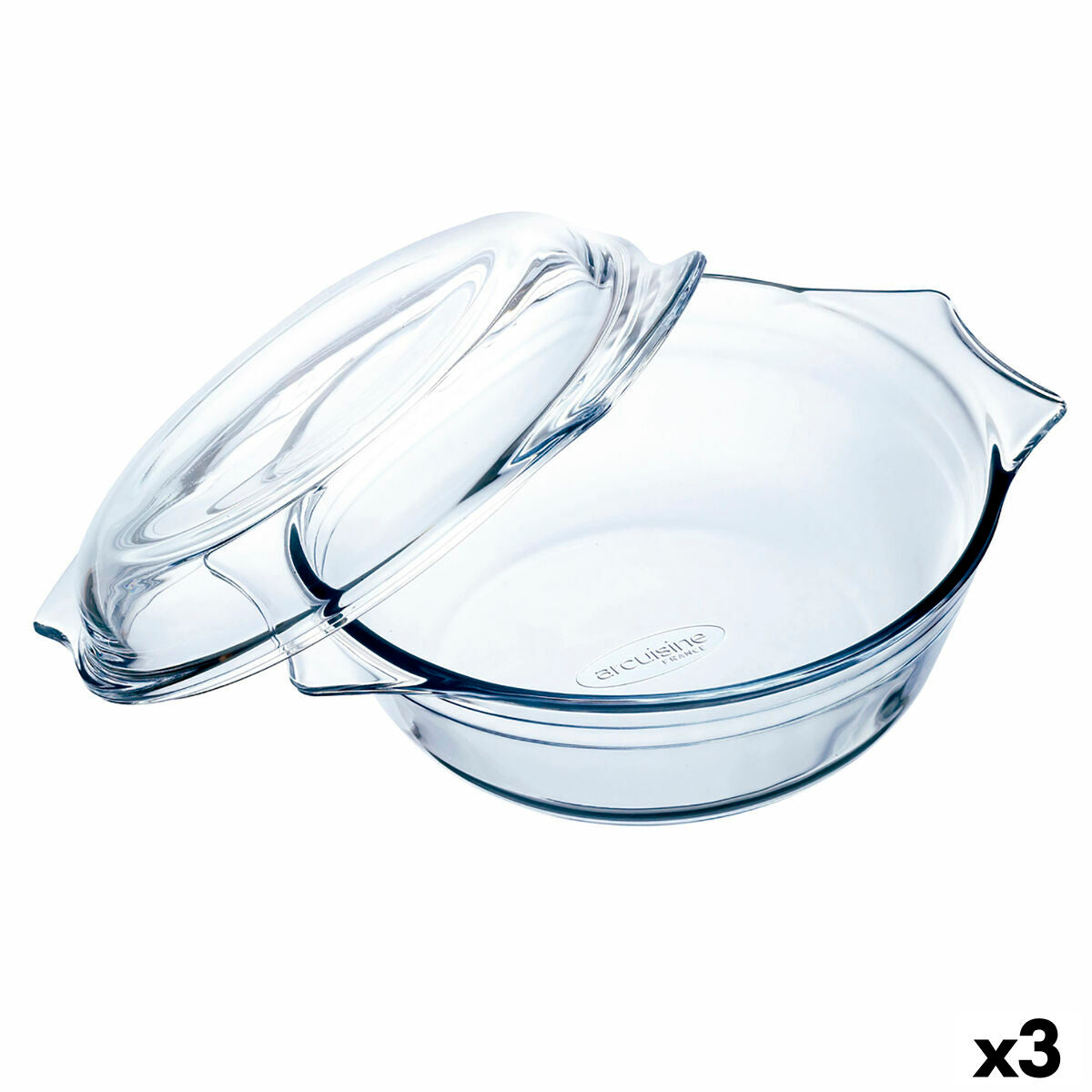 Lasinen uunivuoka, kannellinen 3 kpl 21,5x18x8,5 cm, läpinäkyvä, 300 ml & 1 l