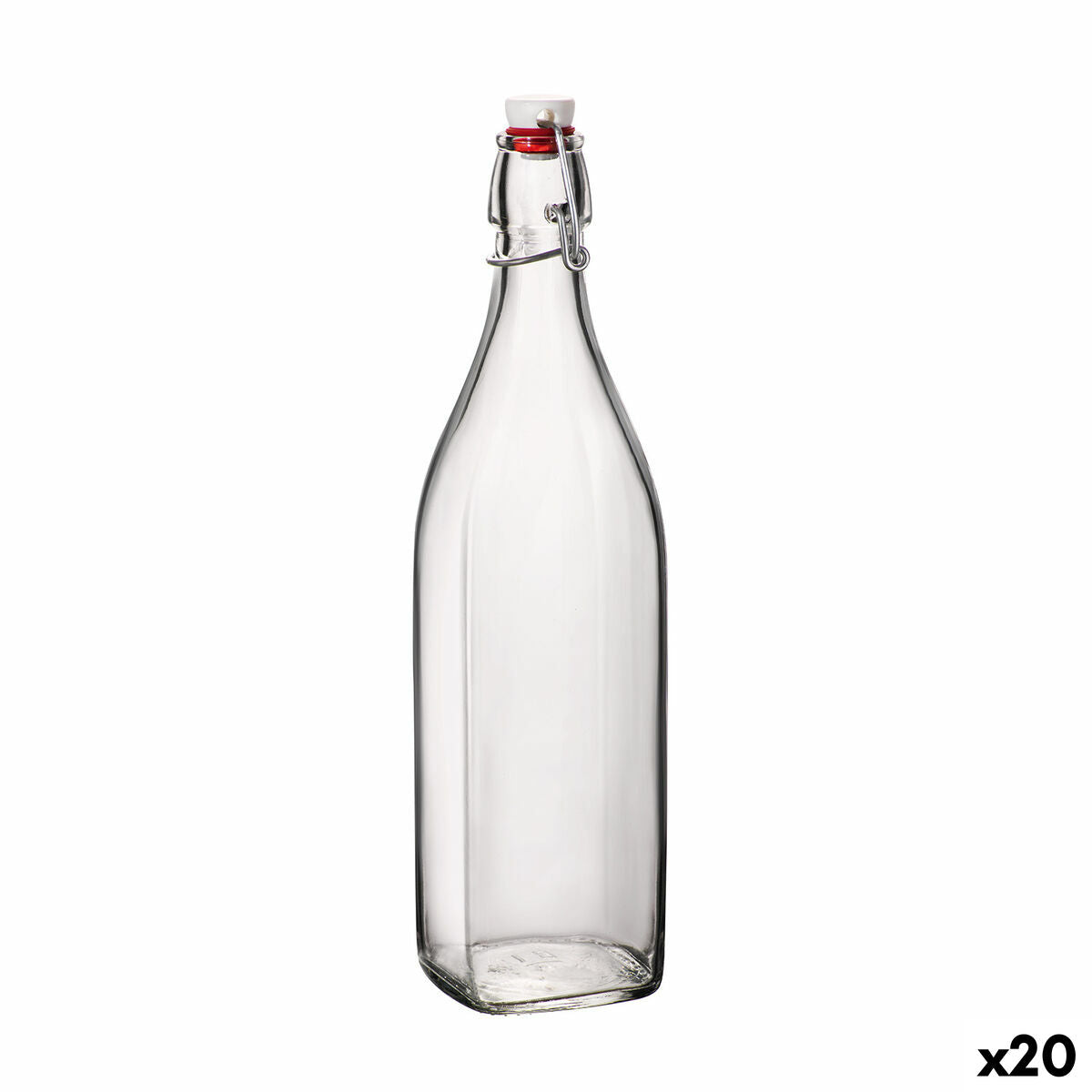Lasipullo 1 l swing-korkilla, 20 kpl, lasinen säilytyspullo juomille kotona