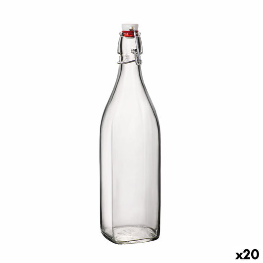 Lasipullo 1 l swing-korkilla, 20 kpl, lasinen säilytyspullo juomille kotona