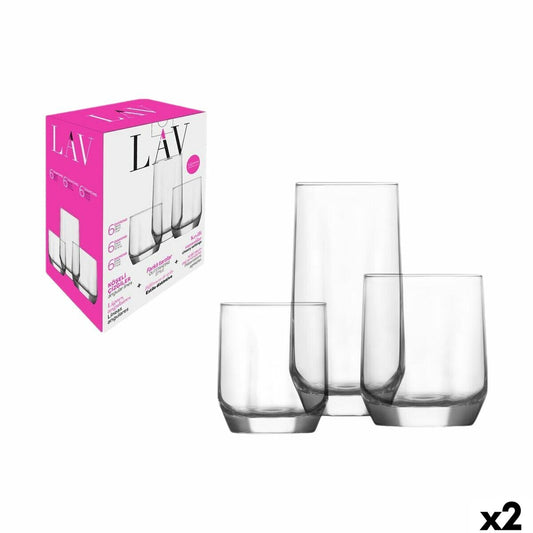 Lasisetti 18 osaa, 310/385/215 ml juomalasit - 2 kpl pakkaus, Diamond-malli