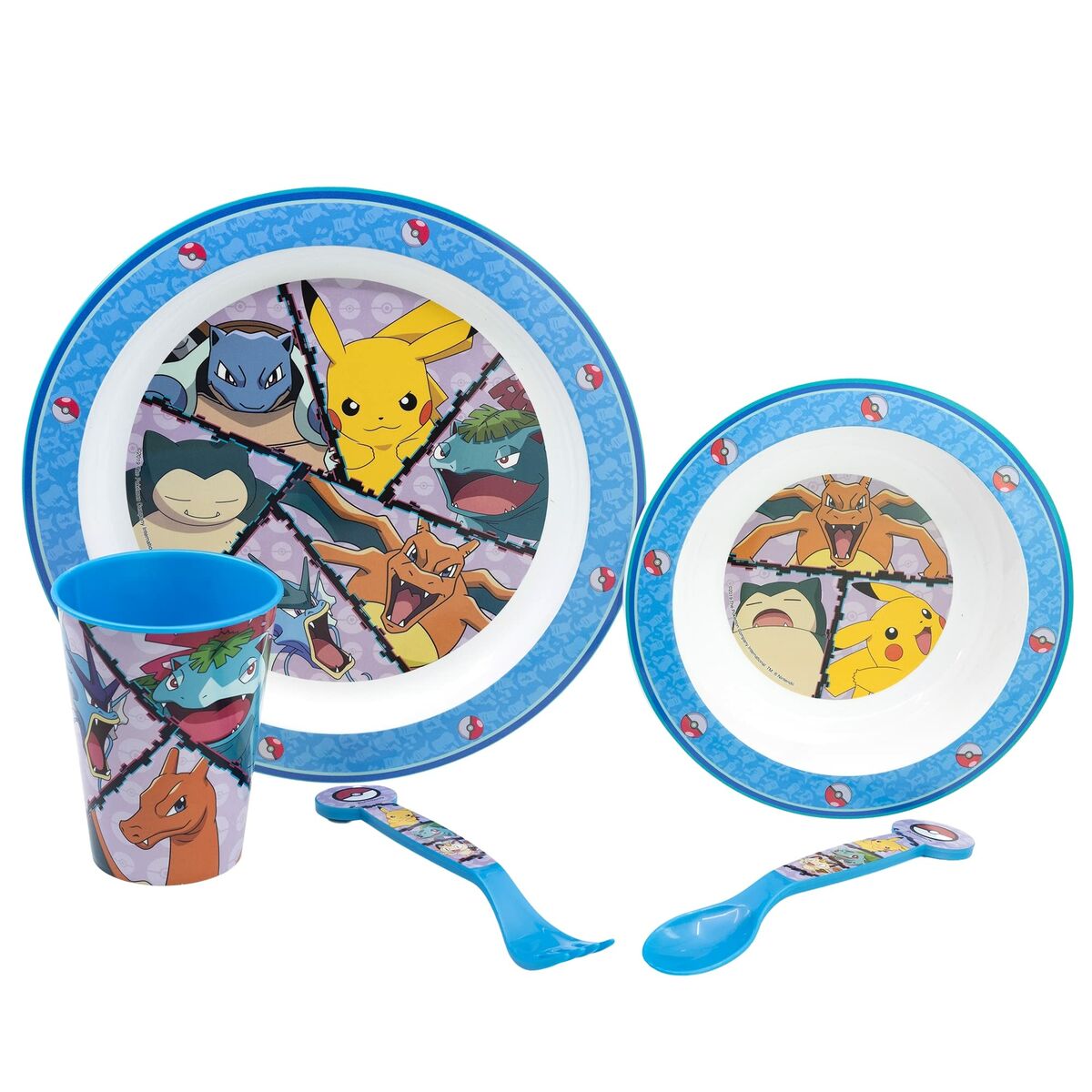 Lasten astiasto 5-osainen, mikroon sopiva & BPA-vapaa, monivärinen - Pokémon
