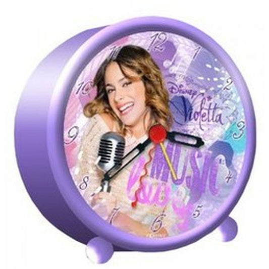 Herätyskello analoginen violetti, Violetta-kuvitus mikrofoni, lapsille Disney