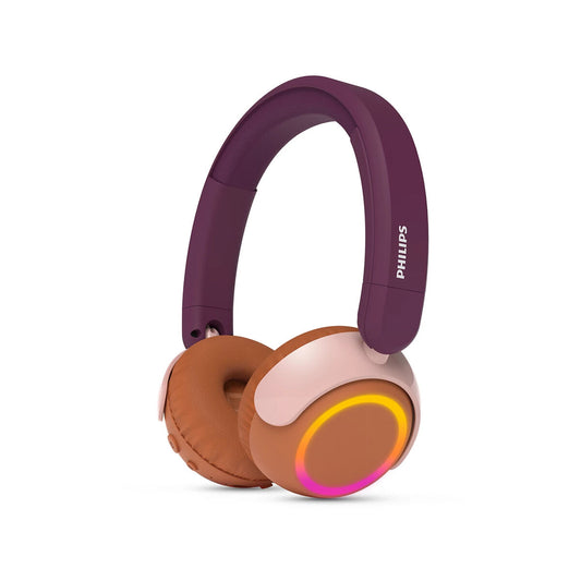 Lasten langattomat kuulokkeet, mikrofoni & LED-valot, USB-C/3,5 mm, 300 mAh