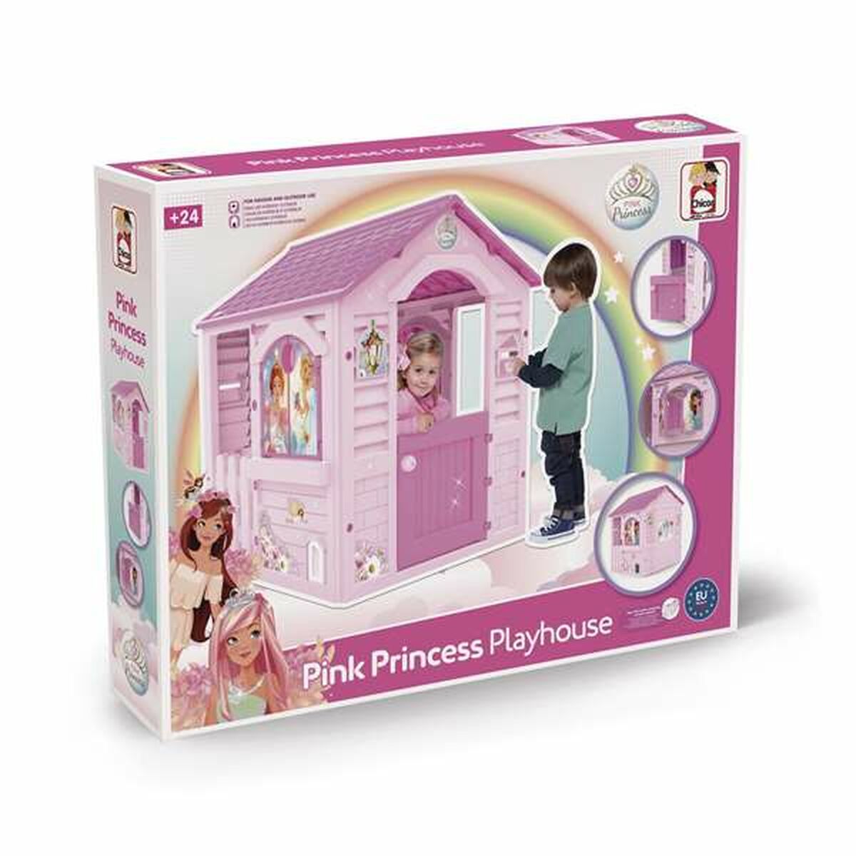 Lasten leikkimökki pinkki, prinsessateemainen 94 x 103 x 104 cm, 2+ v