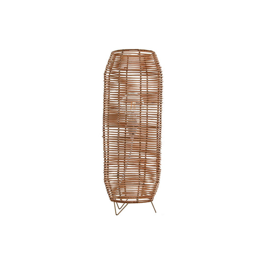 Lattialamppu rottinki ruskea - metallijalusta, 23 x 23 x 65 cm kotikäyttöön