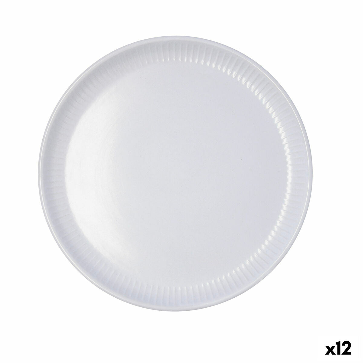 Litteä lautanen Ø 26 cm, keramiikka, harmaa, pinottava, 12 kpl - ruokailuun