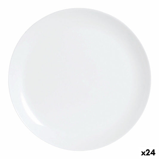 Lautanen 25 cm, litteä lasi, valkoinen – astiastosetti 24 kpl