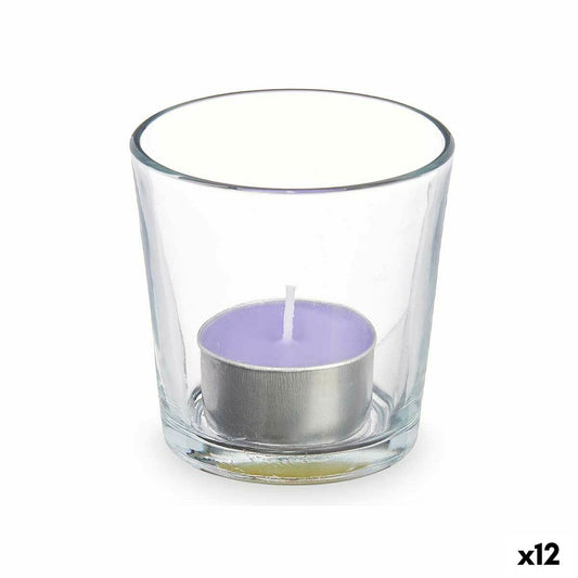 Tuoksukynttilä laventeli lasilyhdyssä 12 kpl, violetti tuikut, 6 h polttoaika
