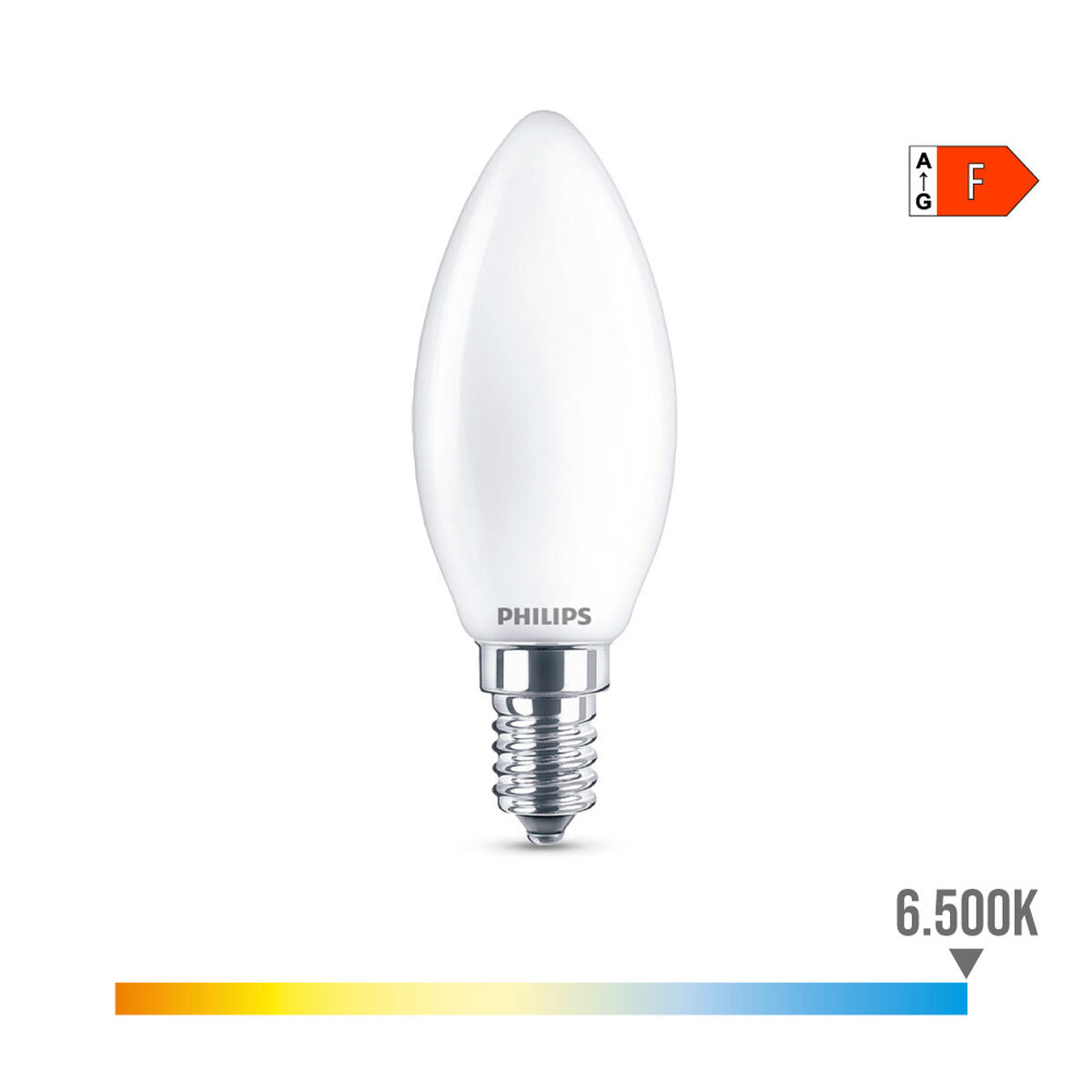 LED-lamppu E14 4,3W 470 lm 6500 K kynttilä, kylmävalkoinen, Philips 3,5×9,7 cm