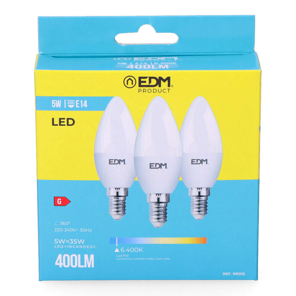 LED-polttimo E14 400 lm 6400 K, kynttilälamppu pakkaus 3 kpl 5 W Ø3,6×10 cm