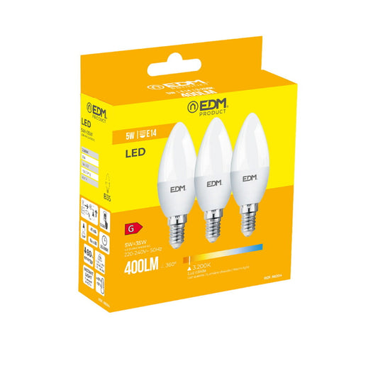 LED-polttimo E14 400 lm 3200 K, kynttilä B35, 3 kpl, Ø3,6×10 cm