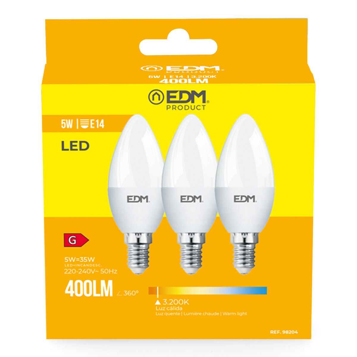 LED-polttimo E14 400 lm 3200 K, kynttilä B35, 3 kpl, Ø3,6×10 cm