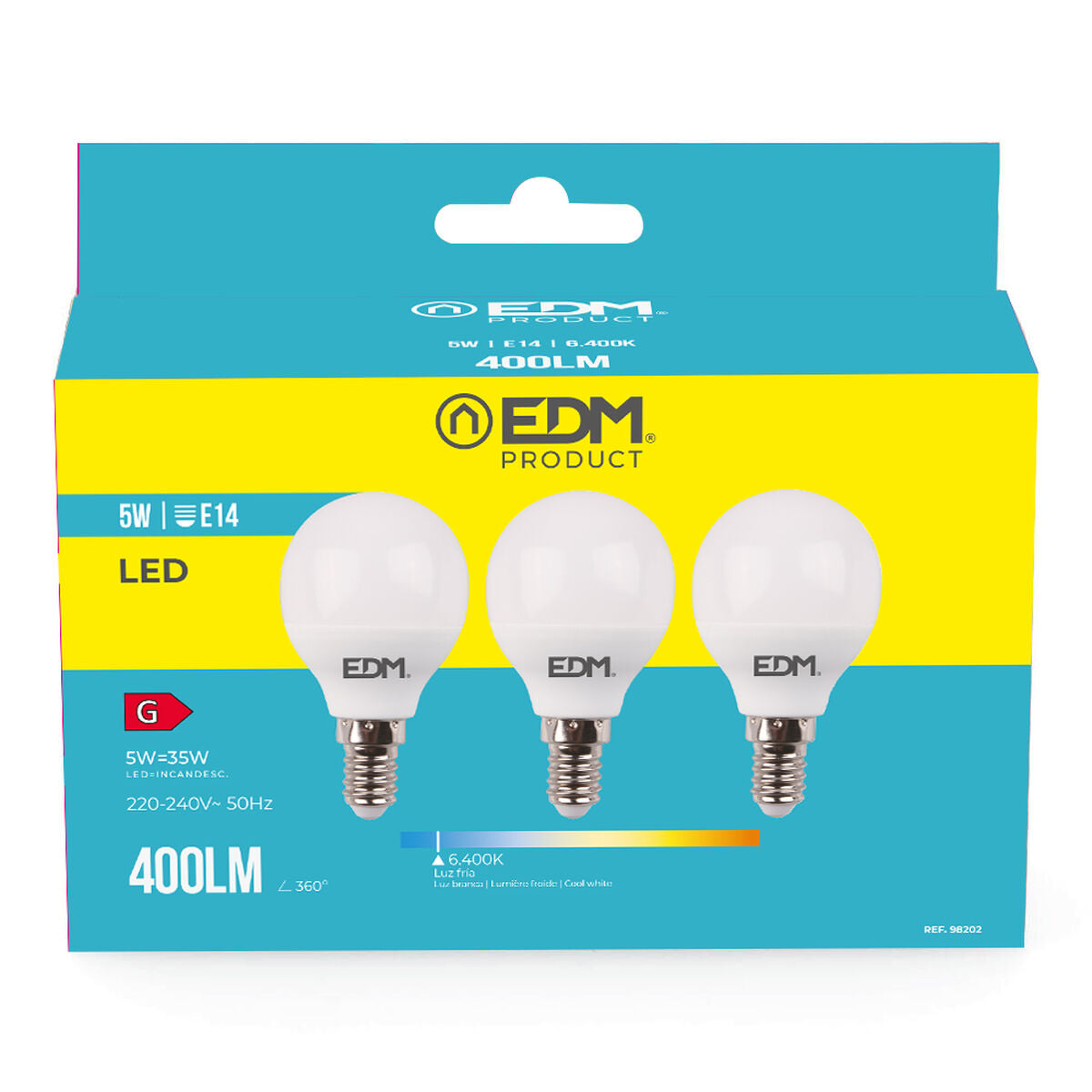 LED-polttimo E14 5W 400 lm 6400K, 3 kpl, Ø4,5×8 cm, 25000 h