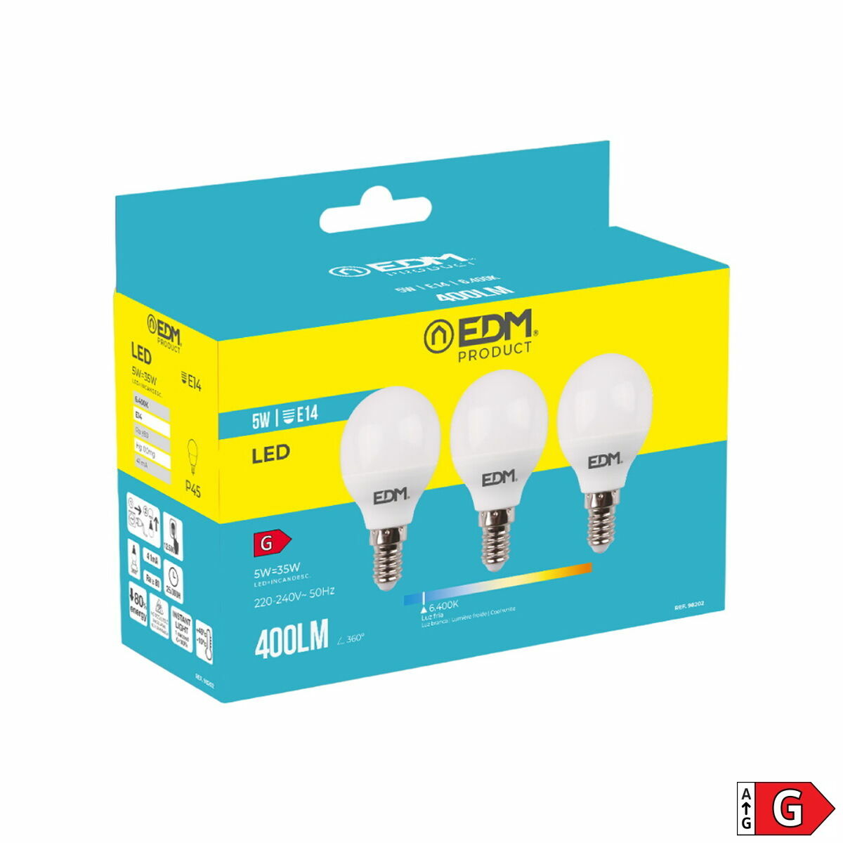 LED-polttimo E14 5W 400 lm 6400K, 3 kpl, Ø4,5×8 cm, 25000 h
