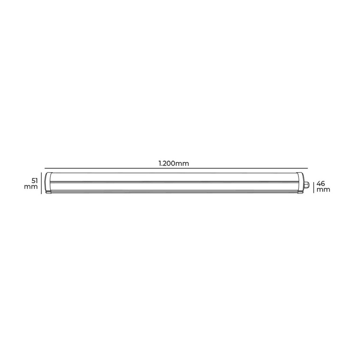 LED-valaisin 120 cm 36 W IP65 6400 K, kylmä valkoinen, sis. pistoke EU