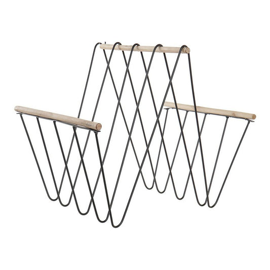 Lehtiteline musta rautakori, puu, metalli & MDF, 41×31×36 cm, loft-tyyli