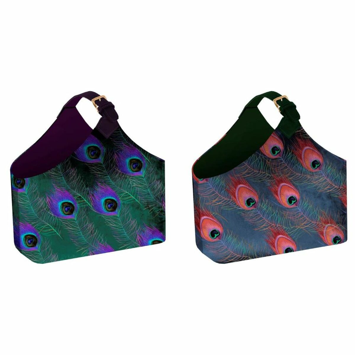 Lehtiteline polyesteri, 2 kpl 45 x 20 x 40 cm, riikinkukonsulka-kuosi