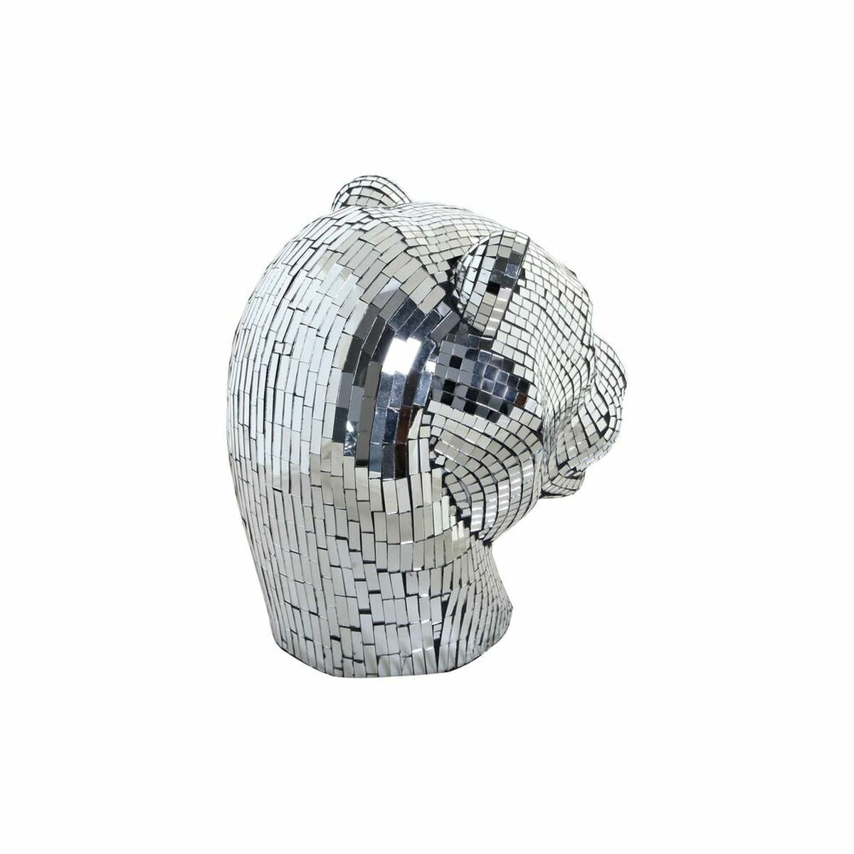 Leopardi koristehahmo, hopeinen peilimäinen pinta, hartsi 31×27×32 cm glam-tyyli