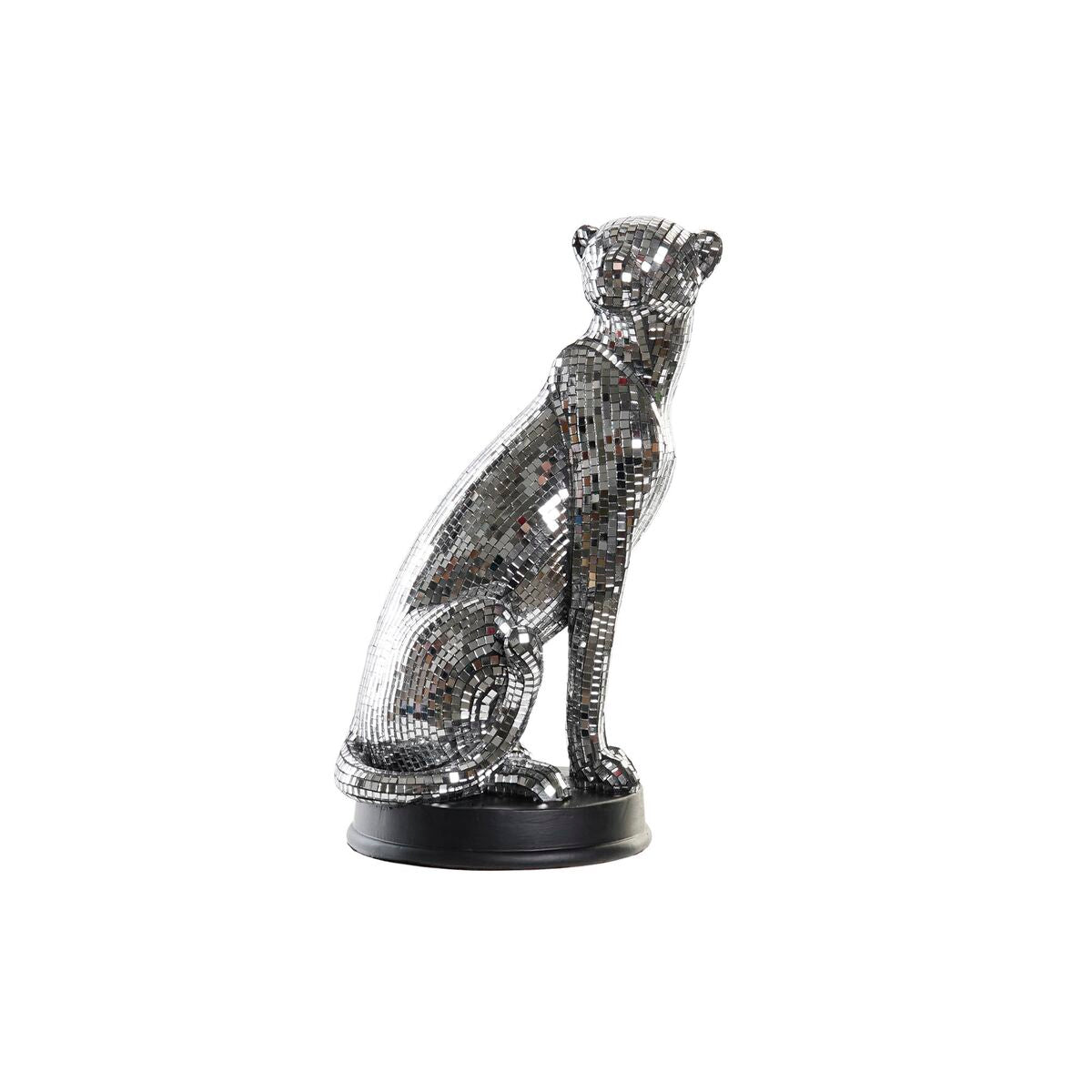 Leopardi koristehahmo hopeinen peilimosaiikki, hartsi moderni 19,5 x 16 x 31,5 cm