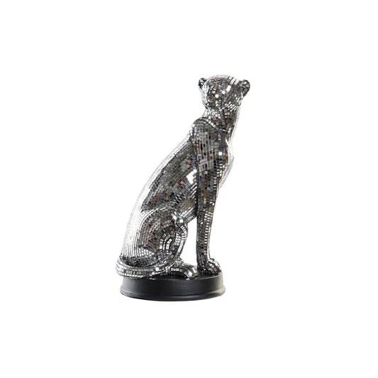 Leopardi koristehahmo hopeinen peilimosaiikki, hartsi moderni 19,5 x 16 x 31,5 cm
