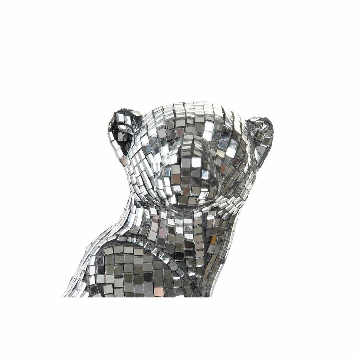 Leopardi koristehahmo hopeinen peilimosaiikki, hartsi moderni 19,5 x 16 x 31,5 cm
