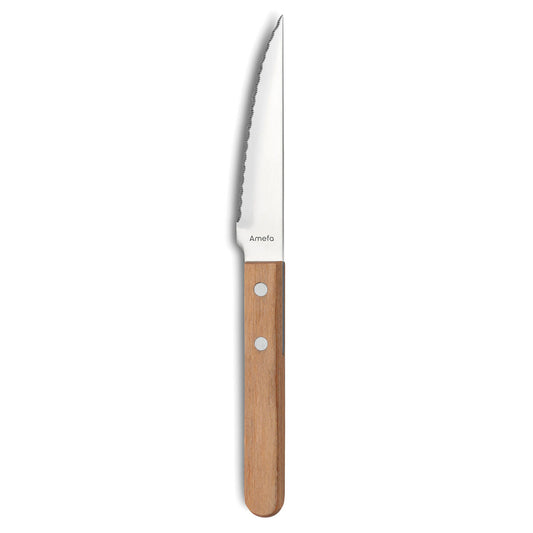 Lihaveitsi 21 cm, sahalaitainen puukahva, astianpesukoneeseen sopiva, 12 kpl