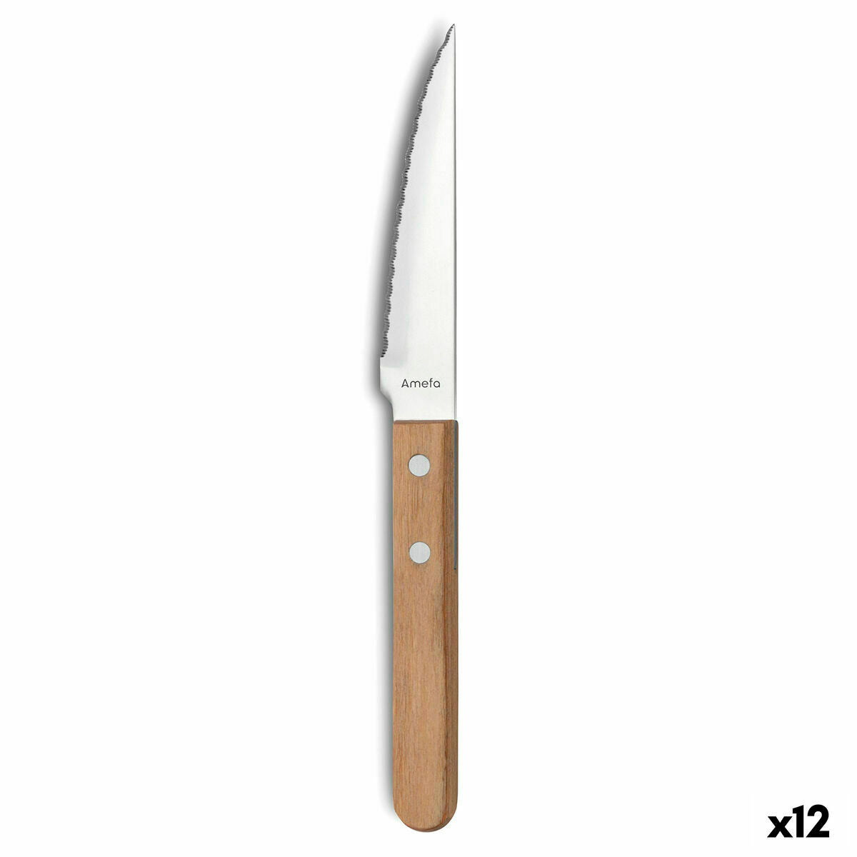 Lihaveitsi 21 cm, sahalaitainen puukahva, astianpesukoneeseen sopiva, 12 kpl