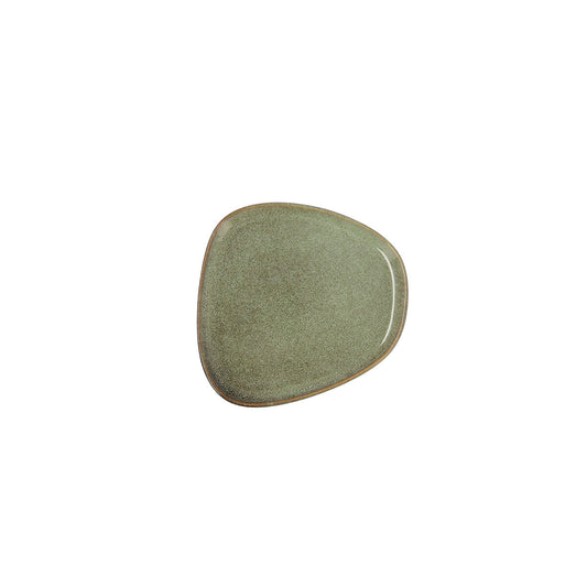 Litteä lautanen 14 x 13,6 cm keramiikka vihreä, 12 kpl tarjoiluun desserteille