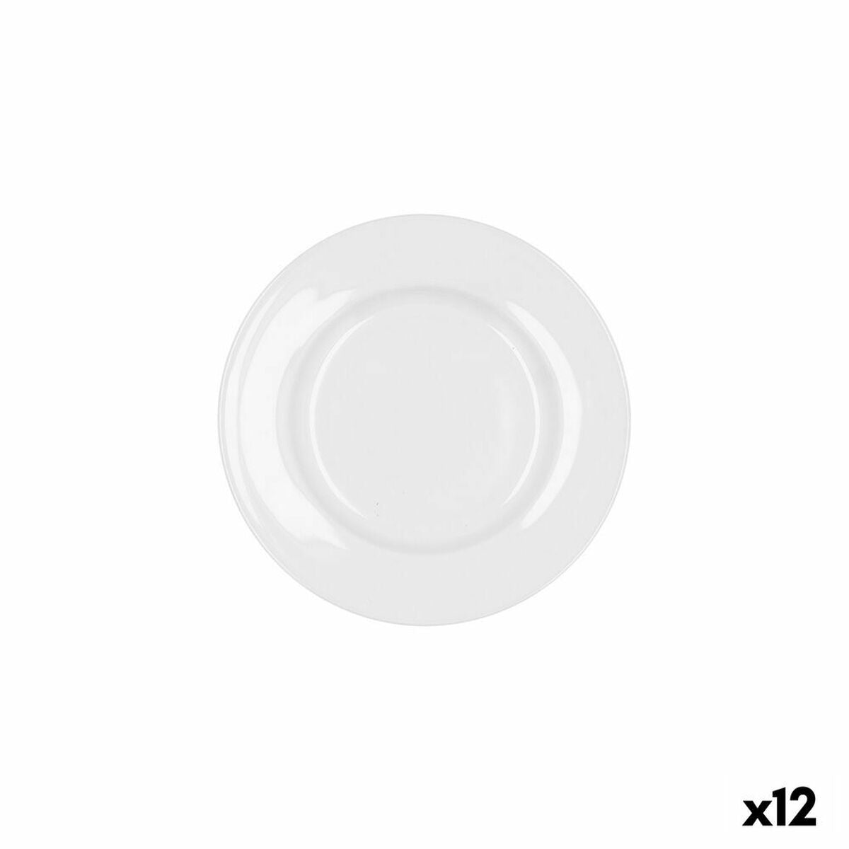 Litteä lautanen 16,5 cm, valkoinen keramiikka, 12 kpl, pinottava jälkiruokiin