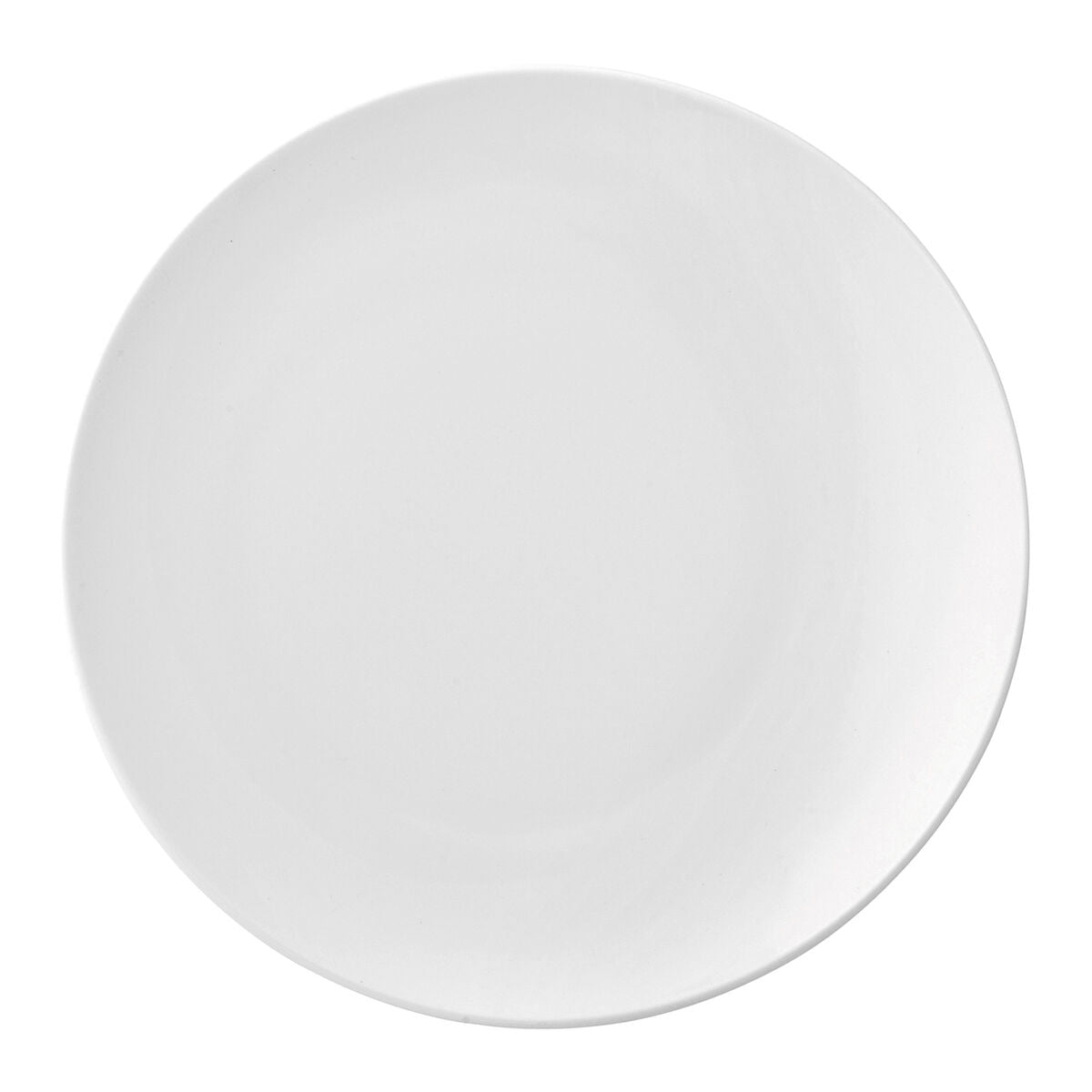 Litteä lautanen 21 cm, keramiikka, astianpesukoneenkestävä, valkoinen 12 kpl