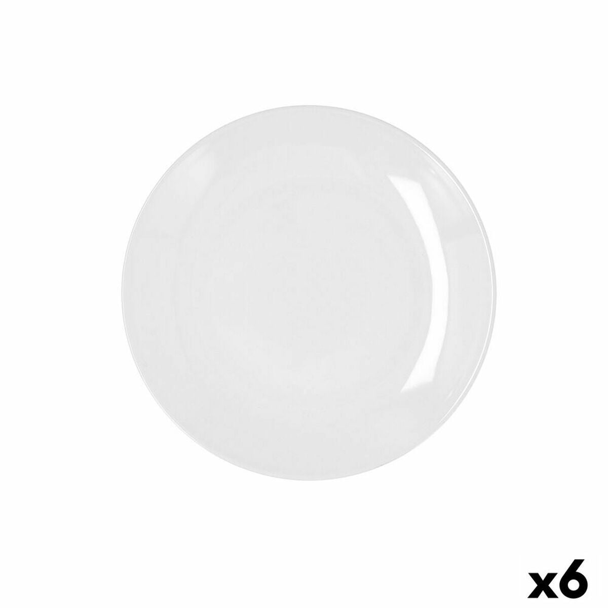 Litteä lautanen 21 cm, keramiikka, 6 kpl, valkoinen - pinottava astiasetti