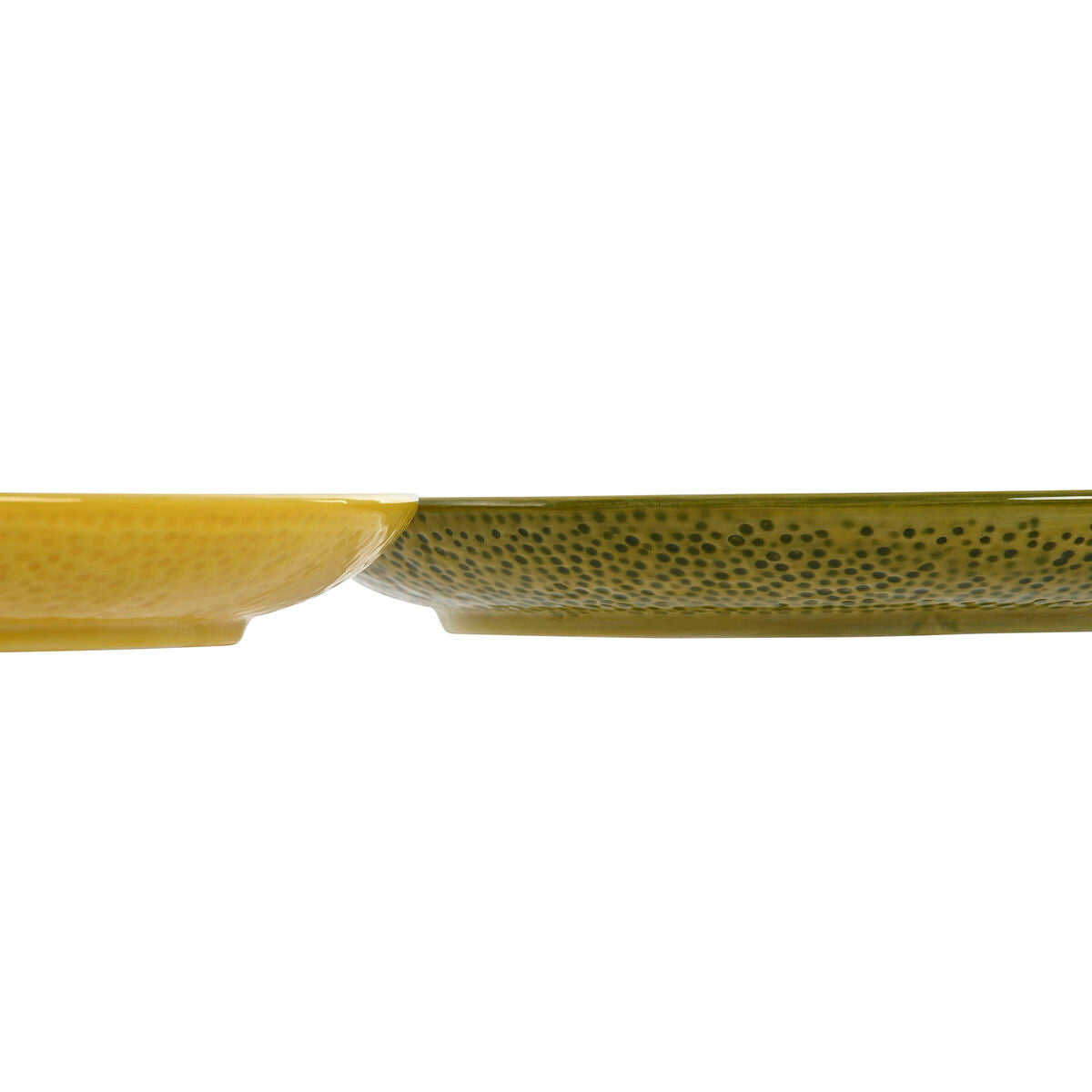 Litteä lautanen keramiikka 22,5 cm, sitruuna-kuvio, 2 kpl, keltainen & vihreä