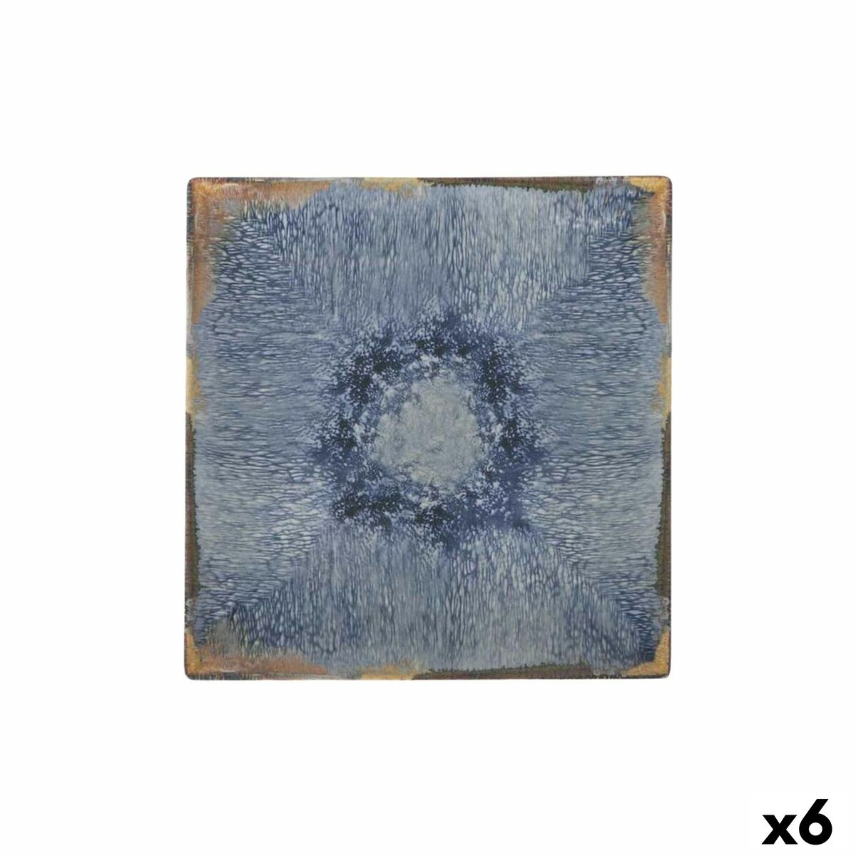 Litteä lautanen 24 x 24 x 2 cm, 6 kpl - siniharmaa lasitettu tarjoilulautanen