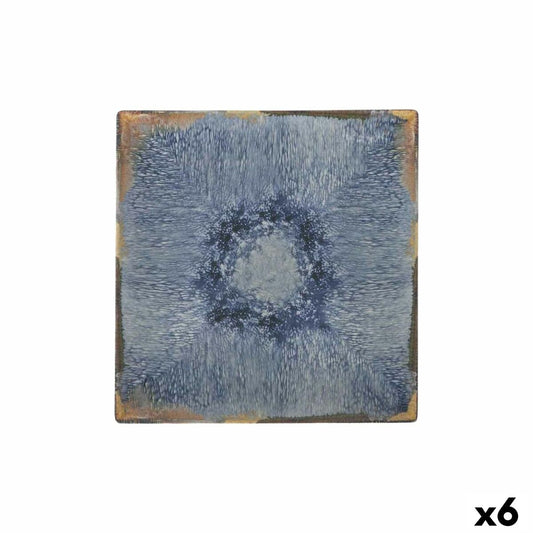 Litteä lautanen 24 x 24 x 2 cm, 6 kpl - siniharmaa lasitettu tarjoilulautanen
