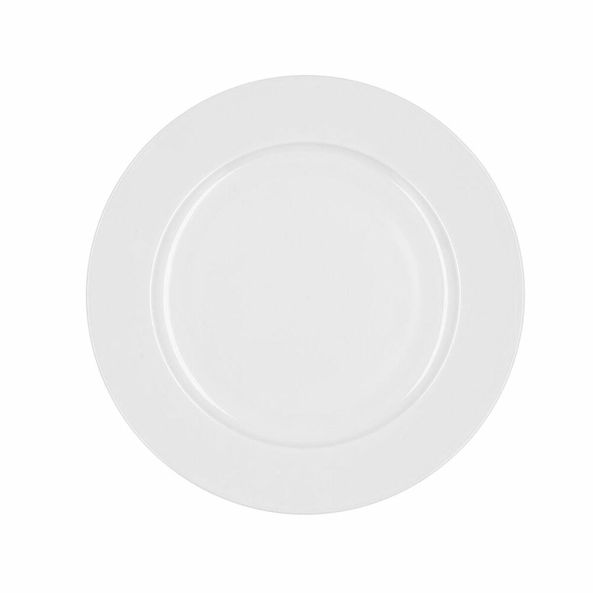 Litteä lautanen 25 cm, keramiikka, astianpesukoneen kestävä, 6 kpl, valkoinen