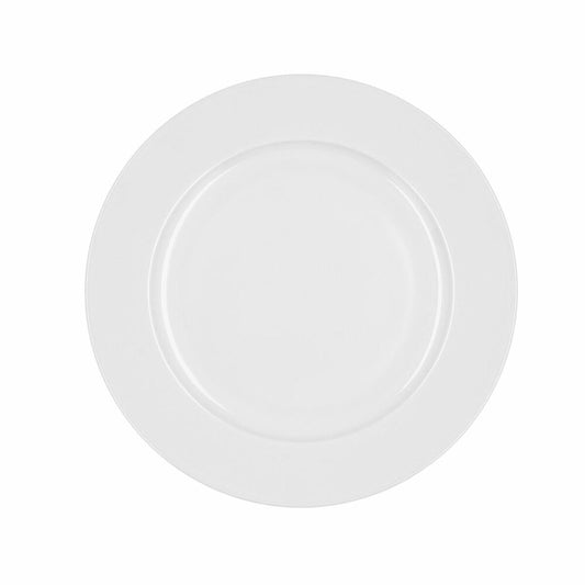 Litteä lautanen 25 cm, keramiikka, astianpesukoneen kestävä, 6 kpl, valkoinen