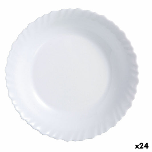 Litteä lautanen 25 cm, lasi, 24 kpl valkoinen - juhla- ja arkipöytään