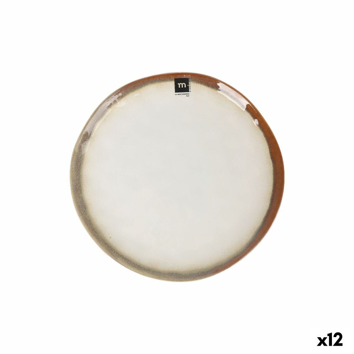 Litteä lautanen Ø 26,7 cm, 12 kpl - keraaminen rustiikkireuna, illallislautaset