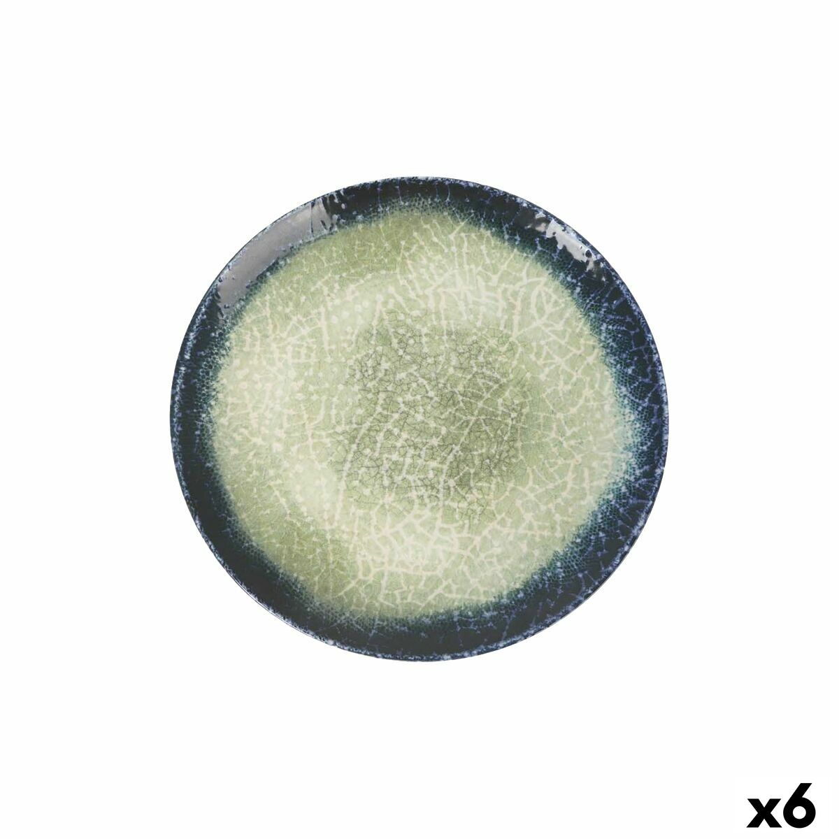 Litteä lautanen Ø 26 cm, 6 kpl, halkeilukuvioitu sinivihreä - tarjoiluun & arkeen