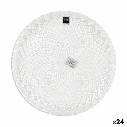 Litteä lautanen 27 cm, läpinäkyvä timanttikuvio, 24 kpl tarjoiluun