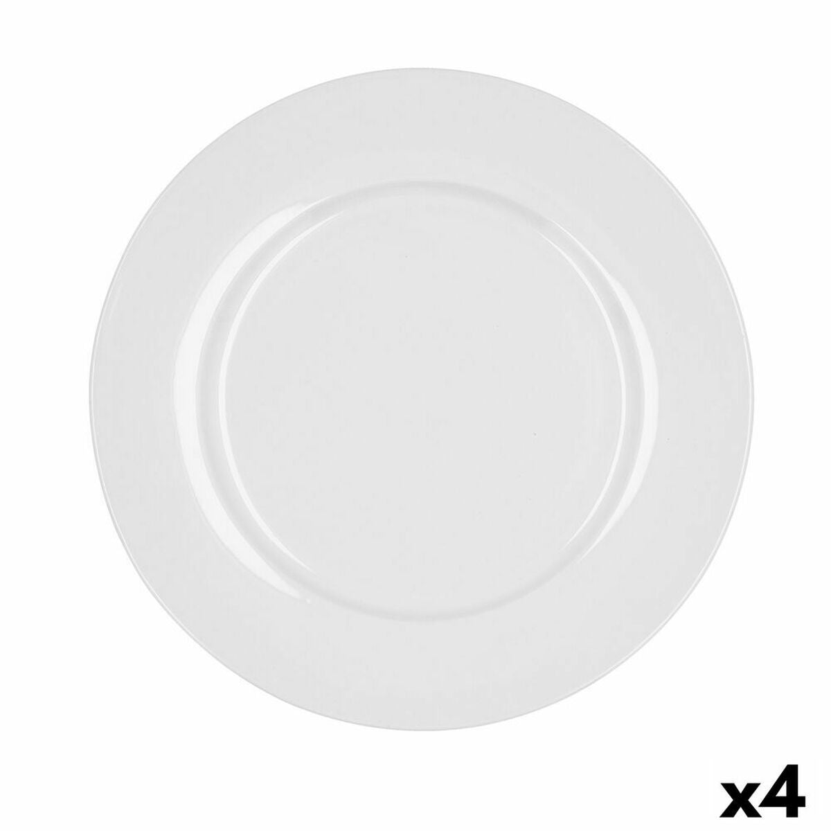Litteä lautanen 27 cm, keraaminen, valkoinen, 4 kpl, astianpesukone & mikro
