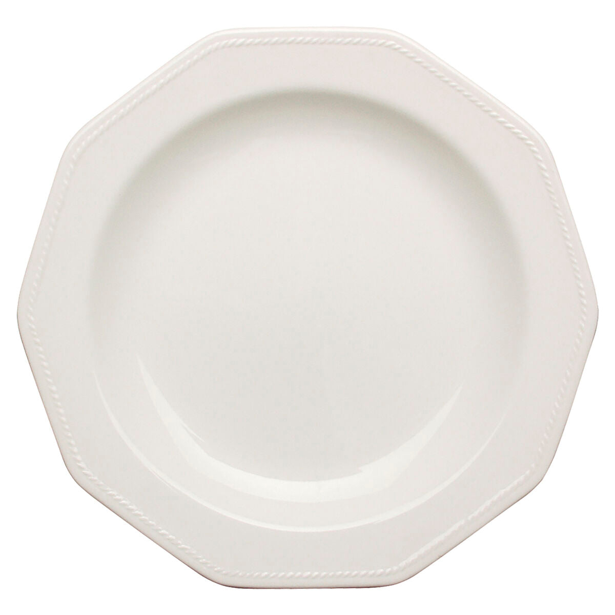 Litteä lautanen 27 cm, 6 kpl - valkoinen keraaminen ruokailulautanen, pinottava