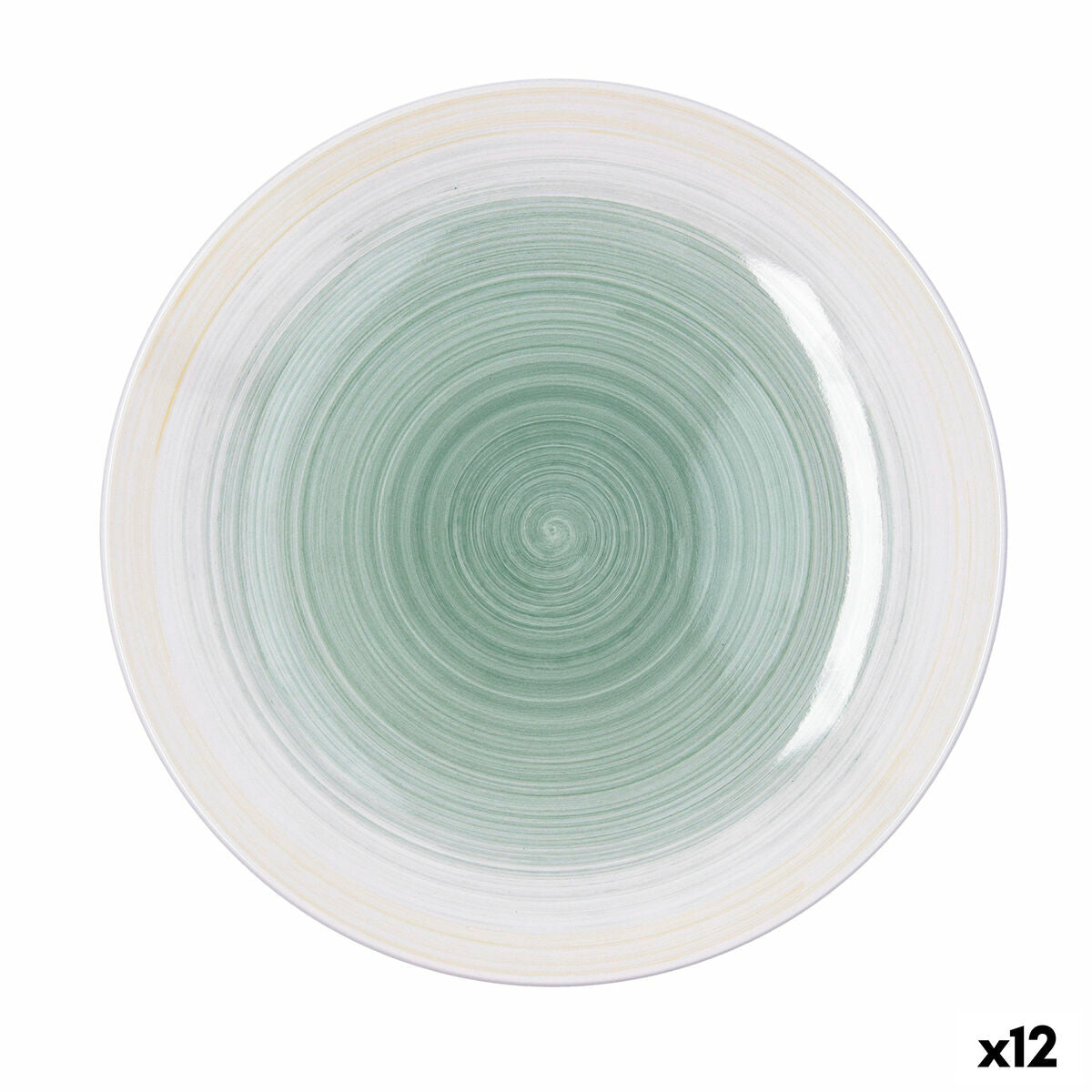 Litteä lautanen Ø27 cm, vihreä keramiikka astianpesu & mikroaaltouuni 12 kpl