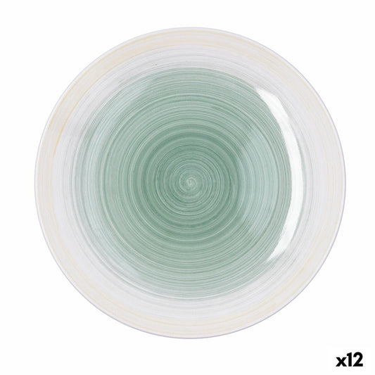 Litteä lautanen Ø27 cm, vihreä keramiikka astianpesu & mikroaaltouuni 12 kpl