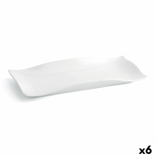 Litteä lautanen 29,5 x 11 cm keramiikka, pinottava & mikrokestävä - 6 kpl