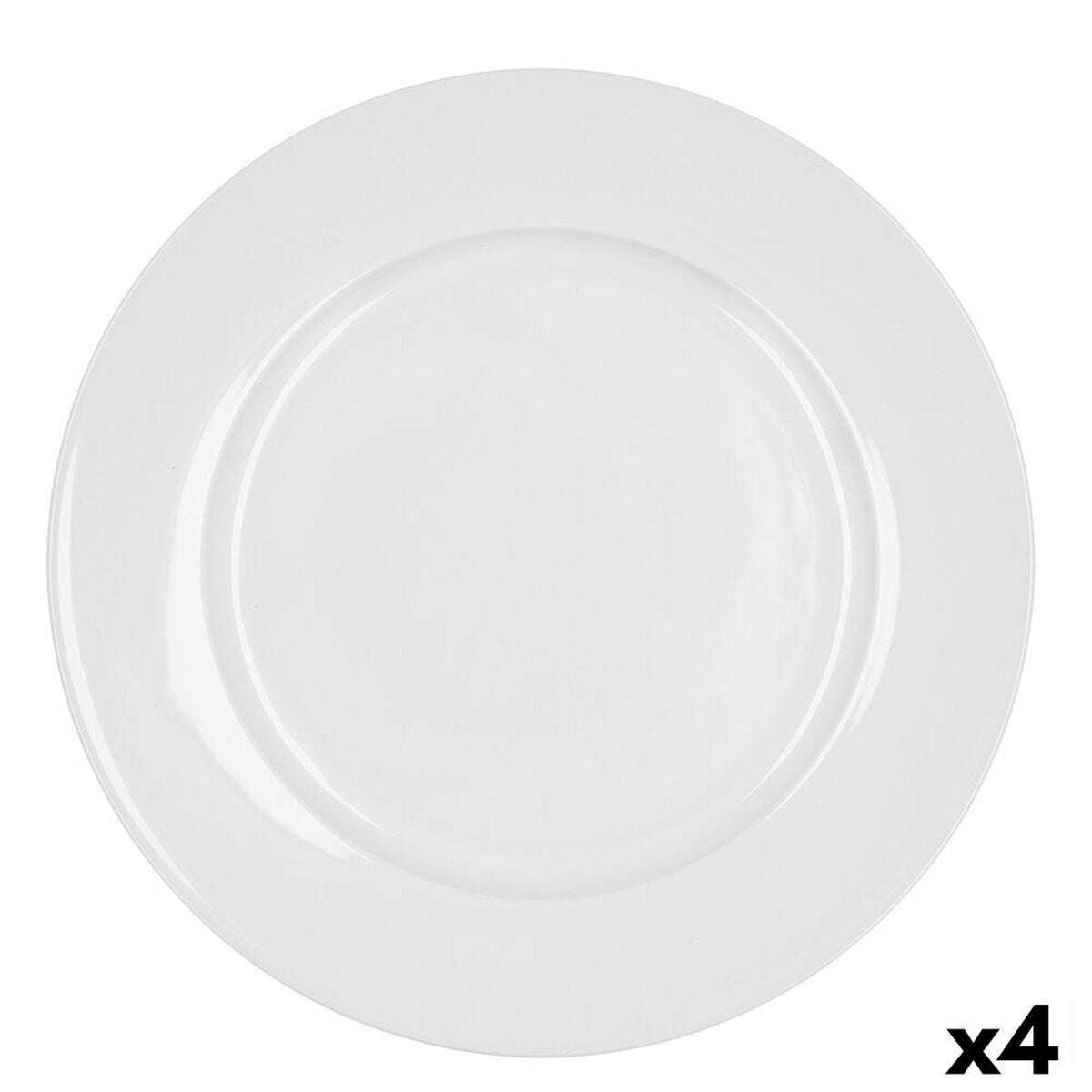 Litteä lautanen Ø 30 cm, 4 kpl, valkoinen keramiikka, astianpesukoneeseen