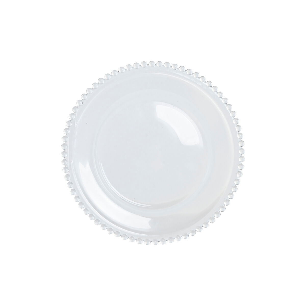 Litteä lautanen läpinäkyvä kristalli 27 x 27 x 2,6 cm helmireuna tarjoiluun