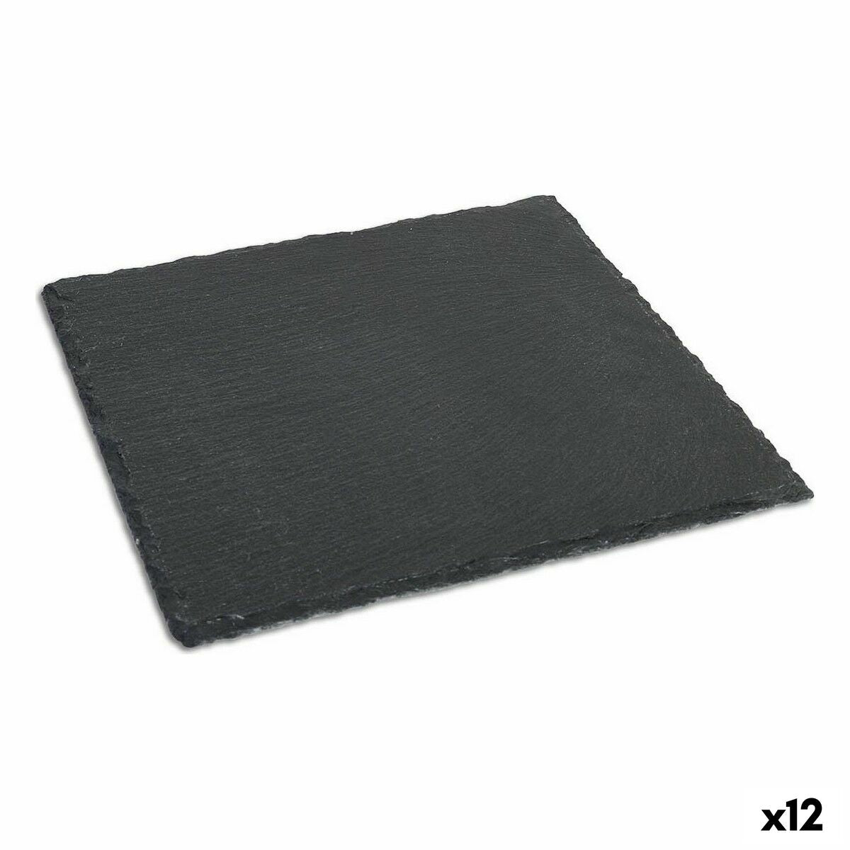 Liuskekivilautanen 25 x 25 cm 6 mm, 12 kpl - musta tarjoilualusta keittiöön